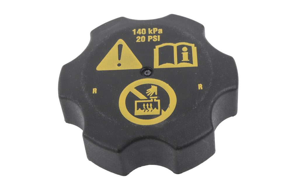 ACDelco RC115 radiator cap closeup showing a 20 psi seal for GM cooling systems