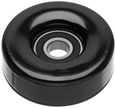 ACDelco Gold 38001 idler pulley front view with steel construction for durable belt routing