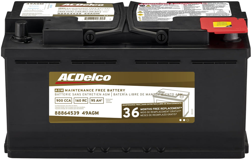 ACDelco Gold 49AGM battery exterior shows rugged case for durability and long life.