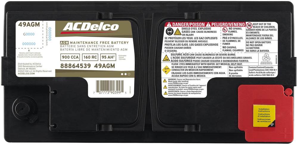 ACDelco Gold 49AGM high-density negative paste indicates performance design.