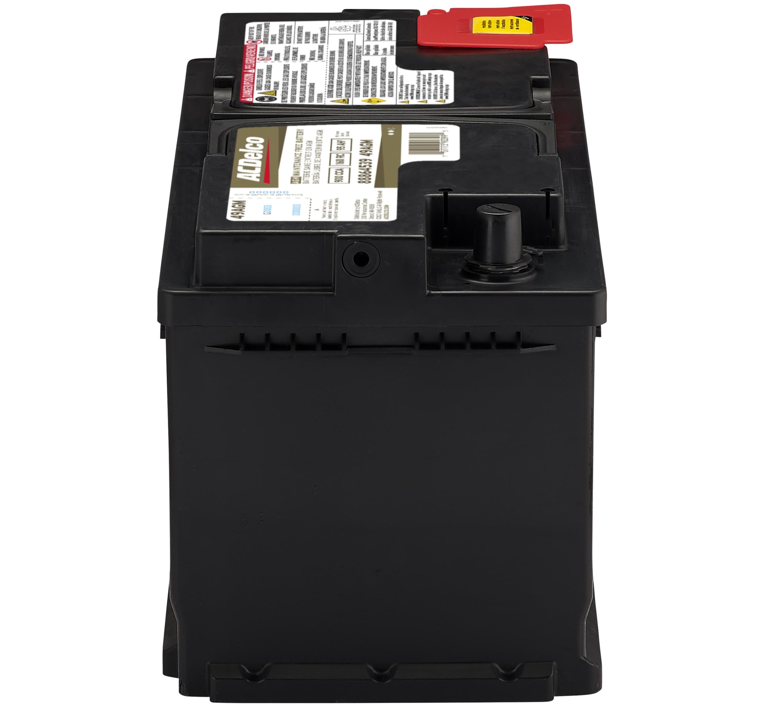 ACDelco Gold 49AGM battery ribbed case visible for strength and sealing.