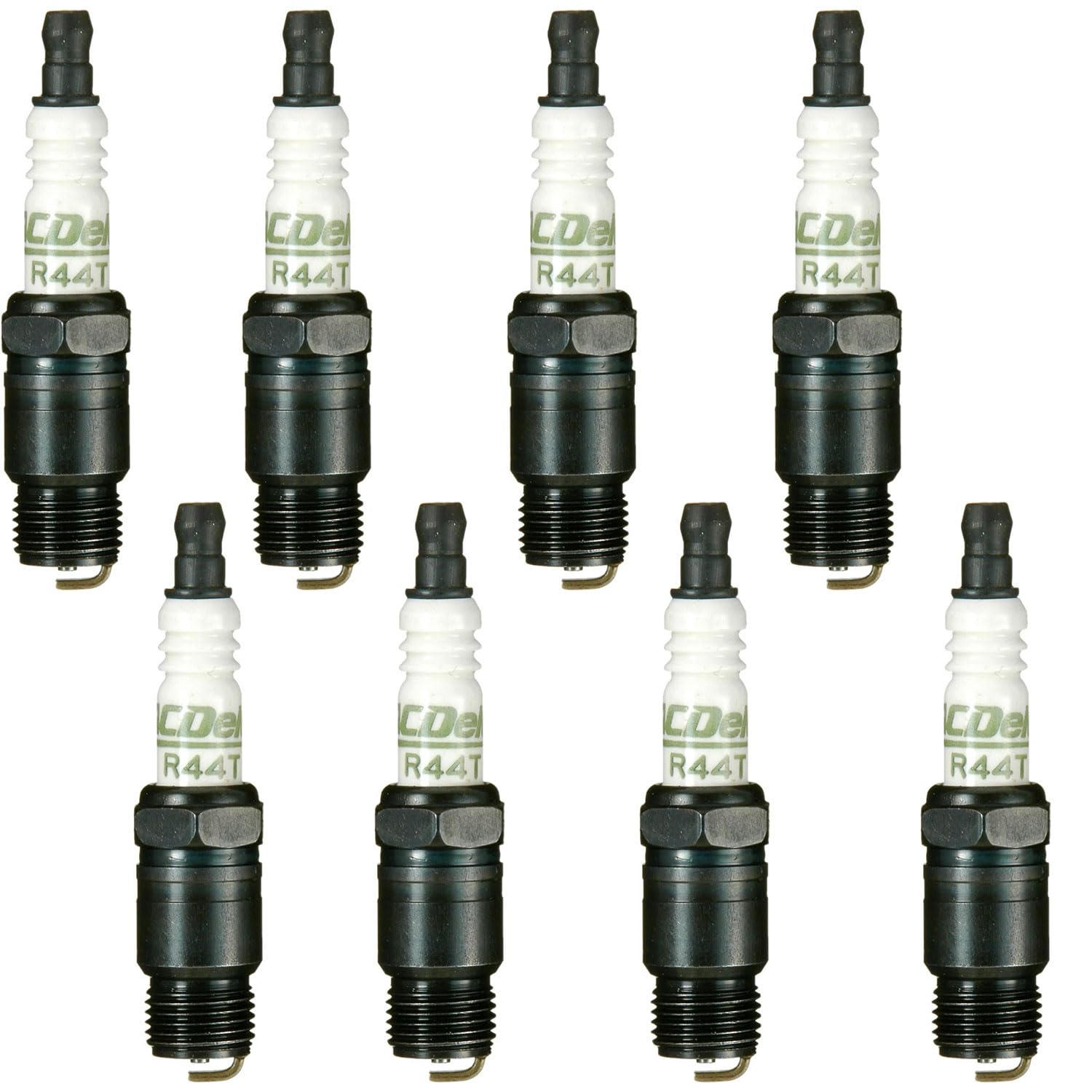 ACDelco R44T 8-pack close-up highlighting rugged build for reliable ignition.
