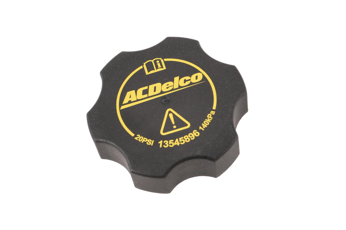 ACDelco RC124 radiator surge tank cap, top view, supports reliable cooling system sealing