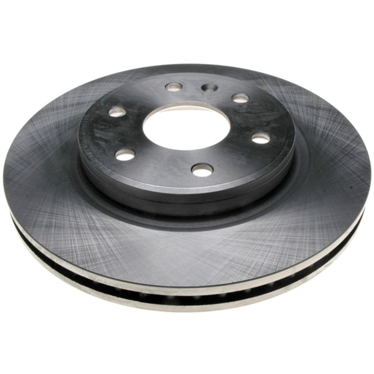 ACDelco Silver front rotor 18A2497A, angle view, enhanced heat dissipation for steady braking