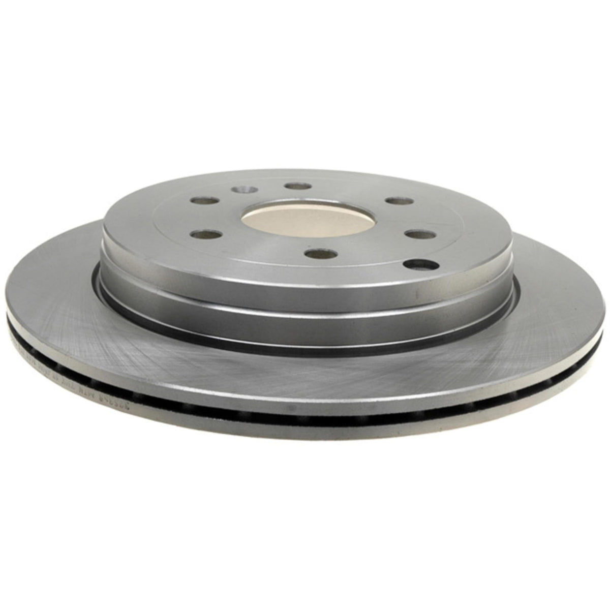 ACDelco Silver rear brake rotor 18A2543A improving heat dissipation for reliable braking.