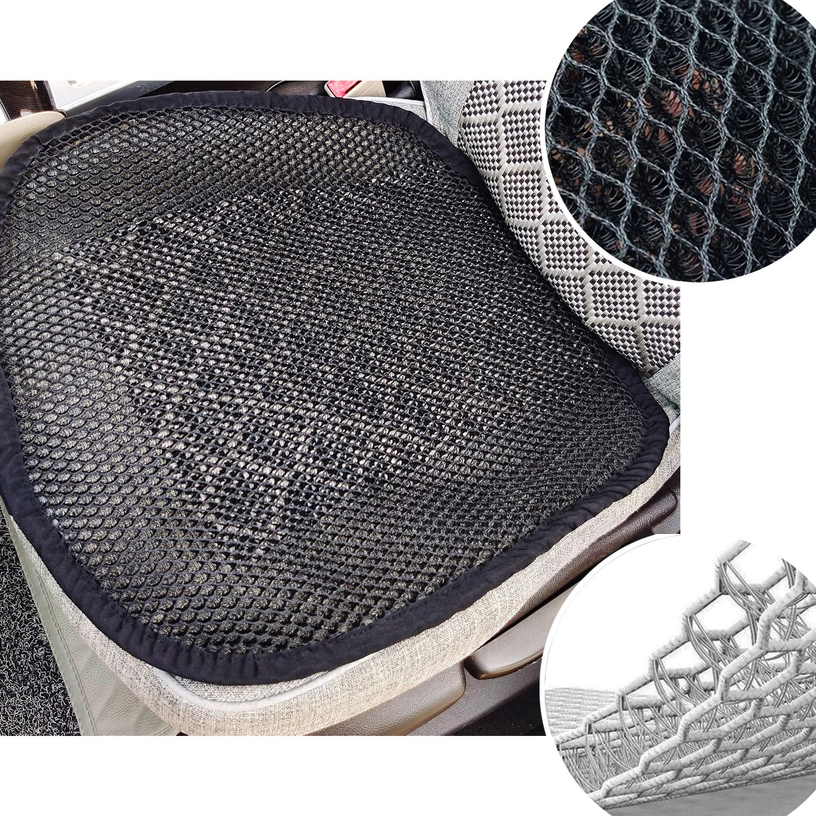 ACDIAC Summer Cool 3D mesh cushion side profile, anti-slip base