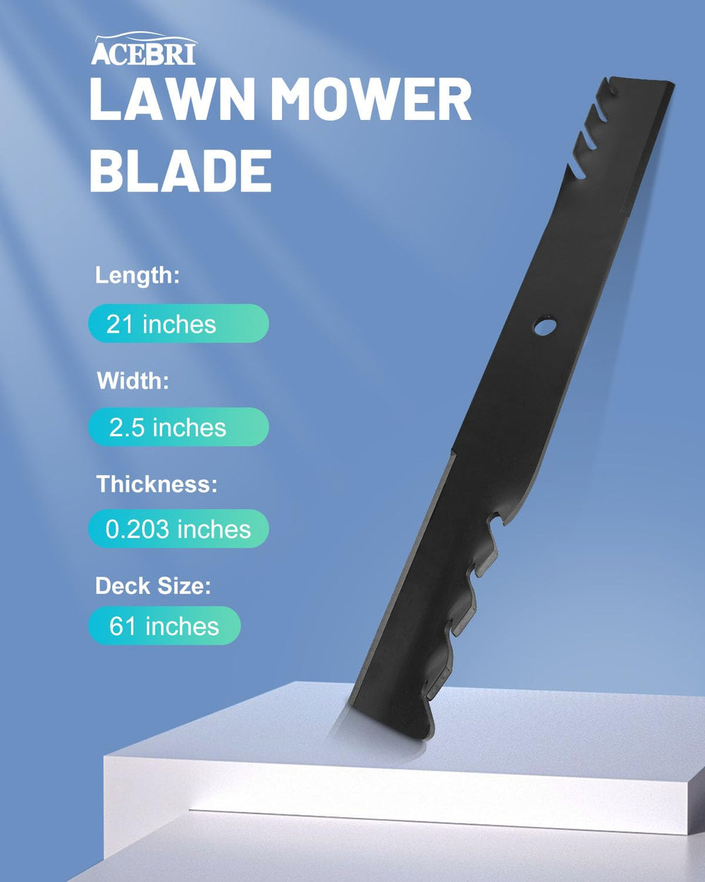 ACEBRI iron blade material highlights durable construction for tough yard work.
