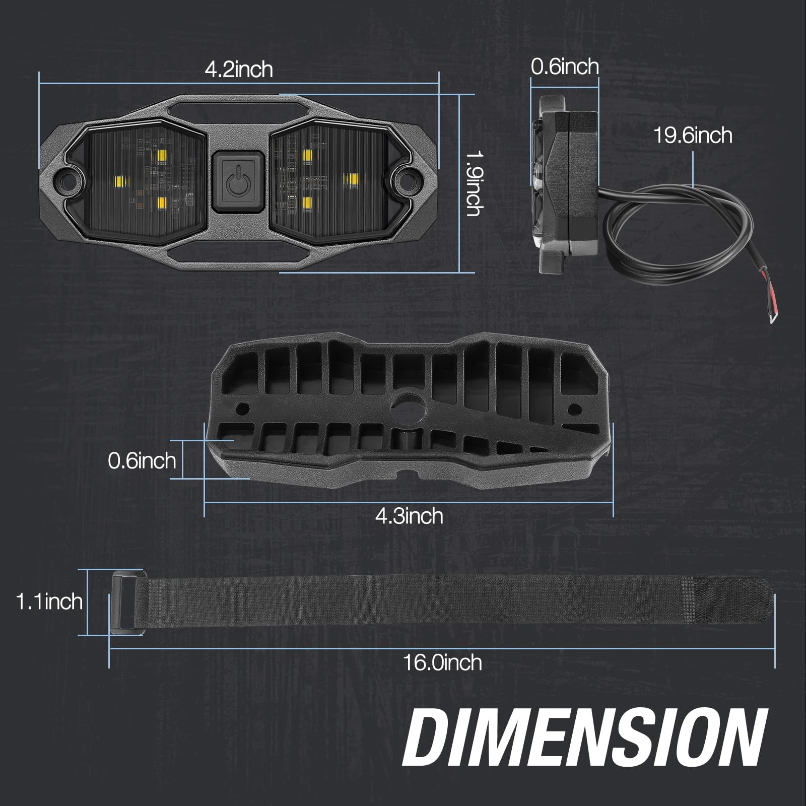 ACEC SHOP UTV Dome Light velcro mount on roll bar for easy setup