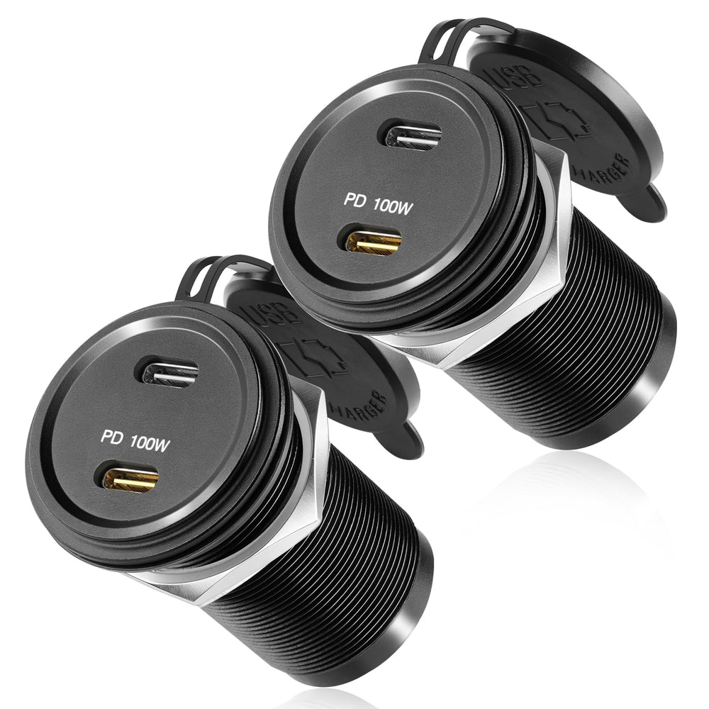 Acegoo 120W dual-port car charger powers devices on the go with fast USB-C and PD charging.