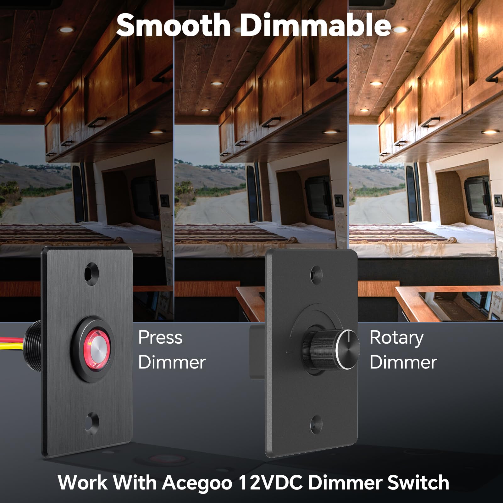 acegoo 12V dimmable puck light with smooth brightness control