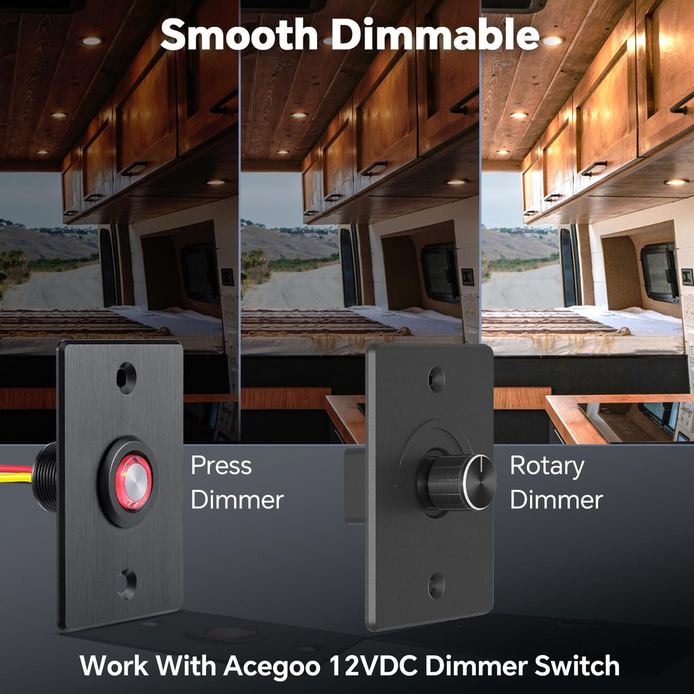 acegoo 12V dimmable puck light with smooth brightness control