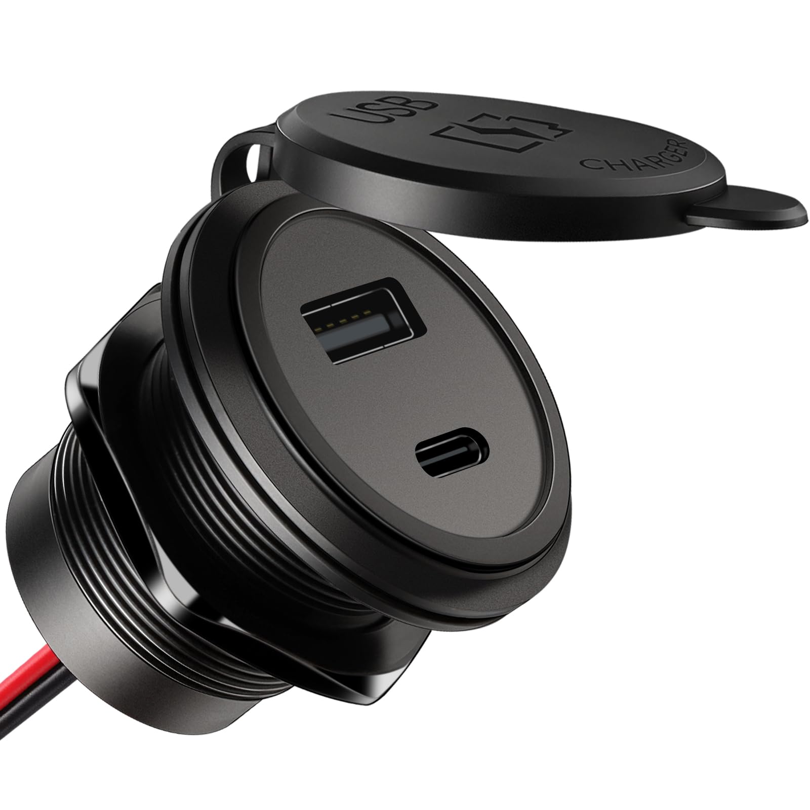 Acegoo 12V USB outlet with waterproof cover for rugged RV or boat use