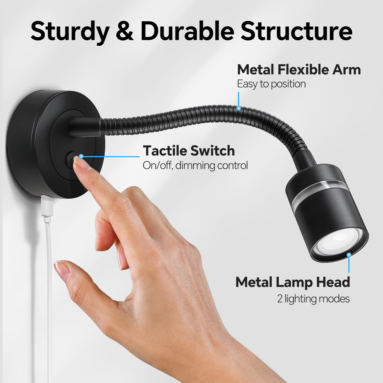 Acegoo 360-degree adjustable arm sweeps light where you need.