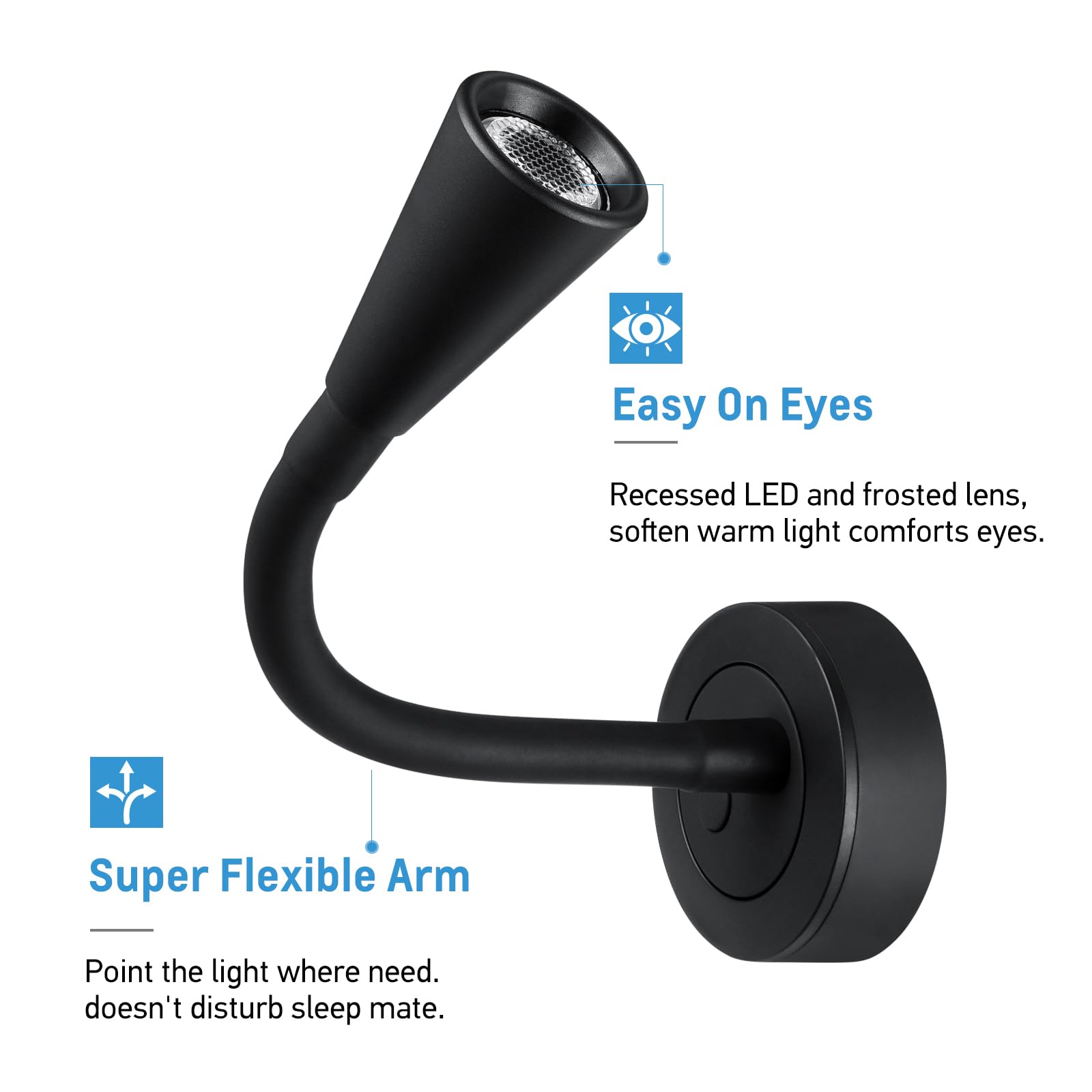 Acegoo dimmable base lamp with adjustable brightness for comfortable reading.