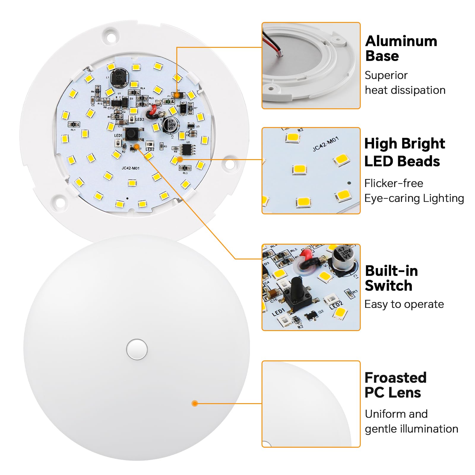acegoo high CRI soft light reveals true colors with frosted lens.