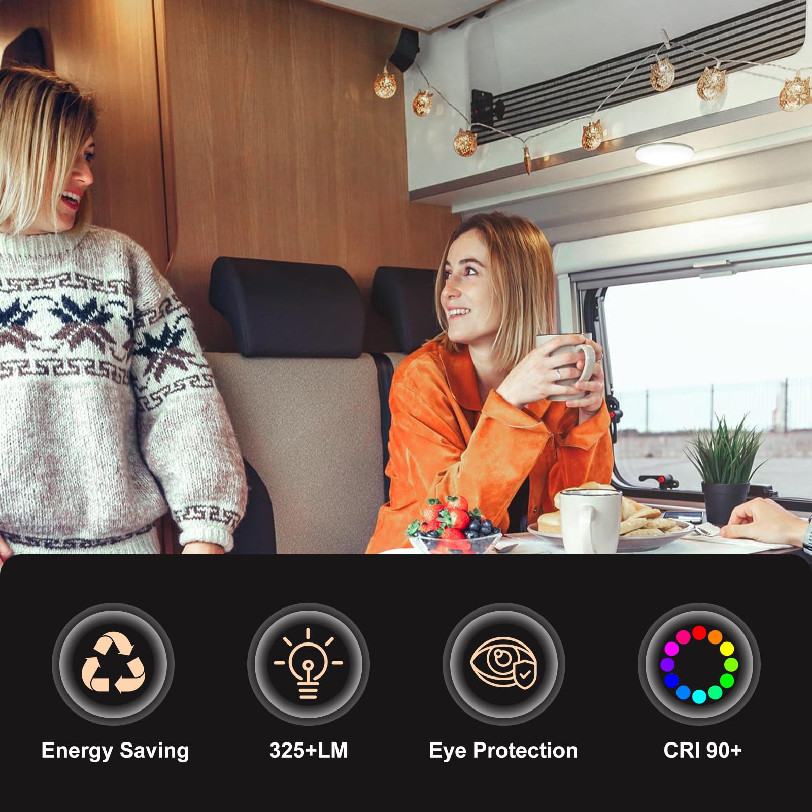 acegoo overhead panel light in a compact RV setup for ceiling mounting