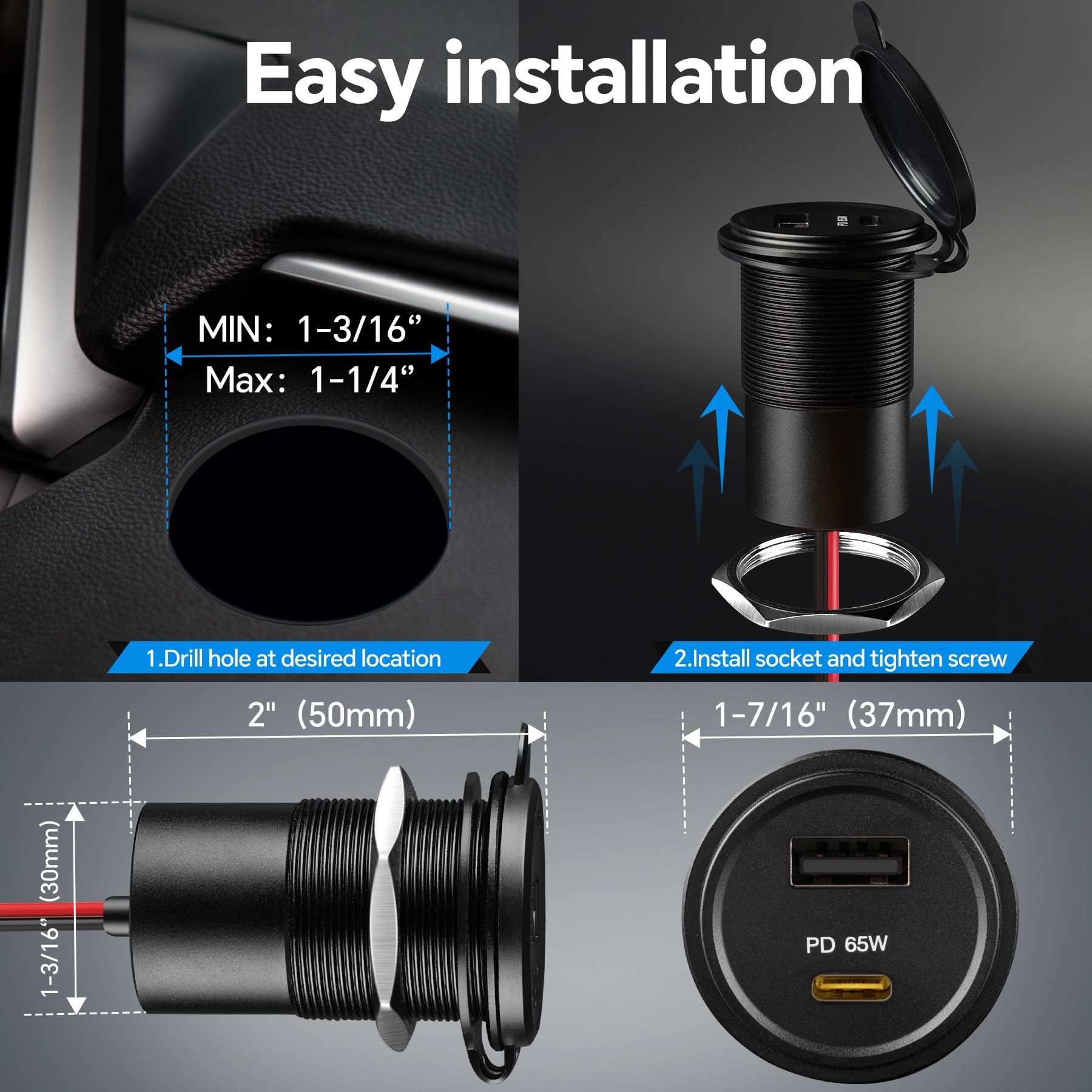 Acegoo pre-wired leads enable quick installation in RVs, boats, or trucks.