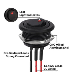 Acegoo red LED indicator shows when the switch is on for quick status checks.
