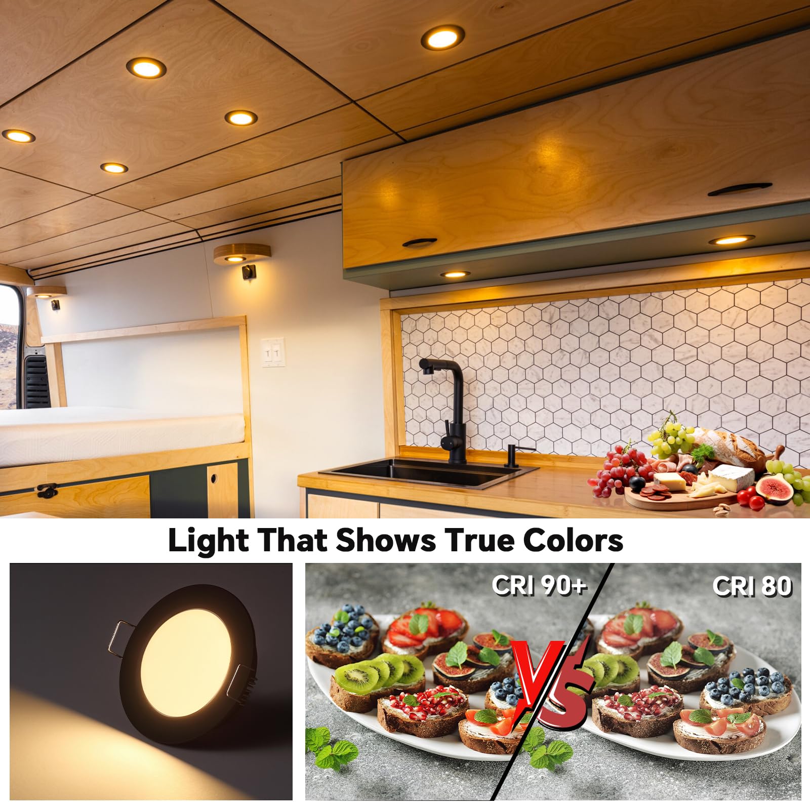 acegoo slimline overhead light provides extra headroom in small spaces.