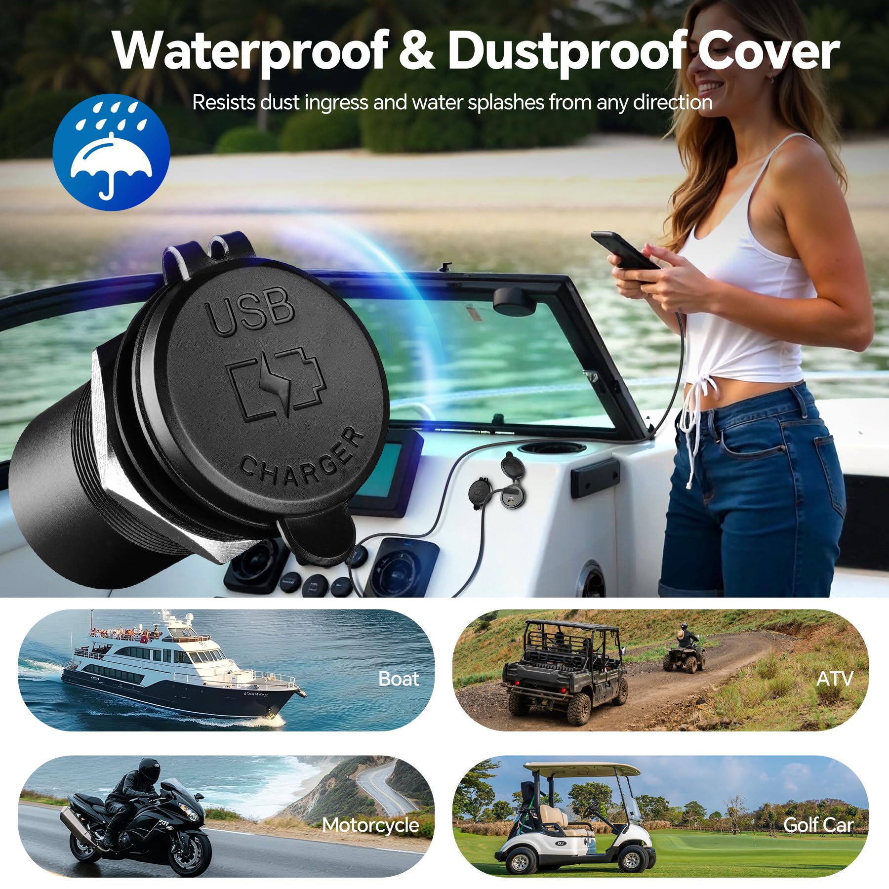 Acegoo waterproof cover protects the outlet against rain and splashes.