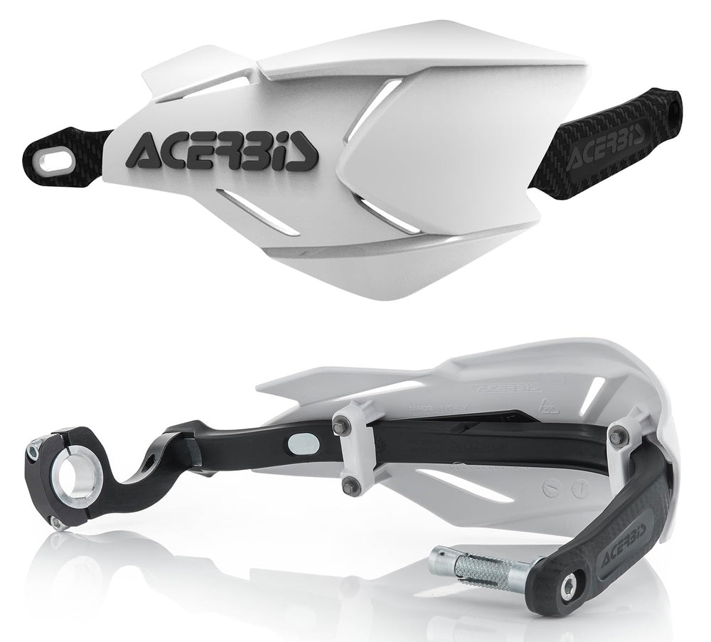 Acerbis 22397.237 moto hand guards in white/black offer Unifit protection.