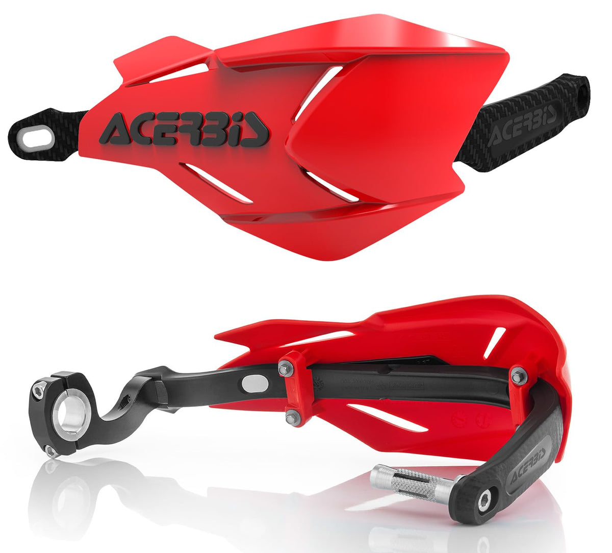 Acerbis Red-Black 2018 X-Factory MX hand guards protect hands during rides.