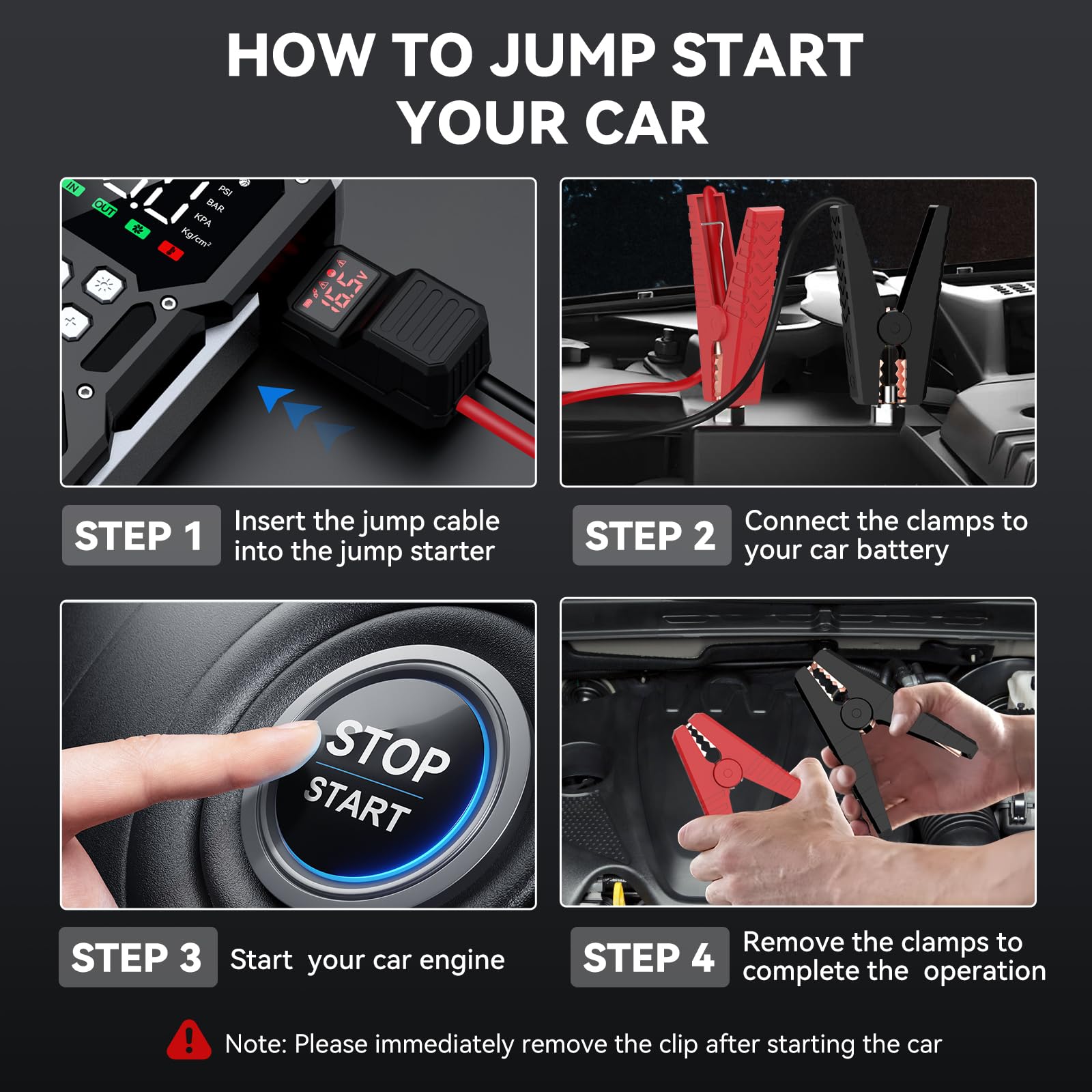 ACEZUK jump starter in use during roadside emergency