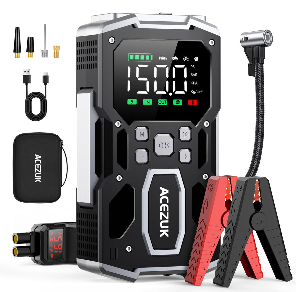 ACEZUK jump starter with 3.4-inch display shows real-time status