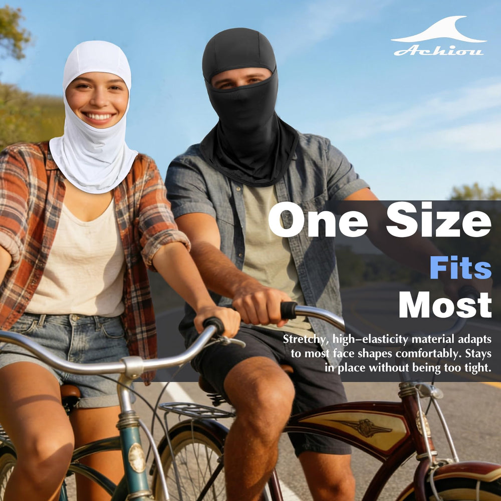 Achiou balaclava blocks dust and sand during trails.