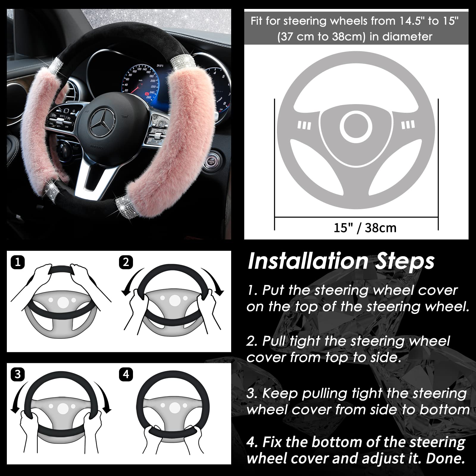 Achiou gift-ready steering cover enhances car aesthetics for loved ones