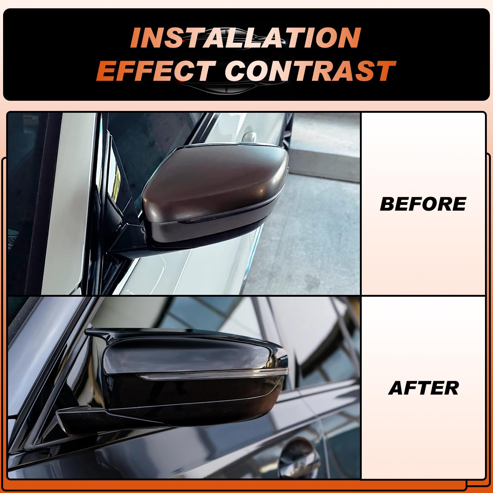 ACLONG BMW glossy mirror cover cap right boosts style and protects against sun glare.