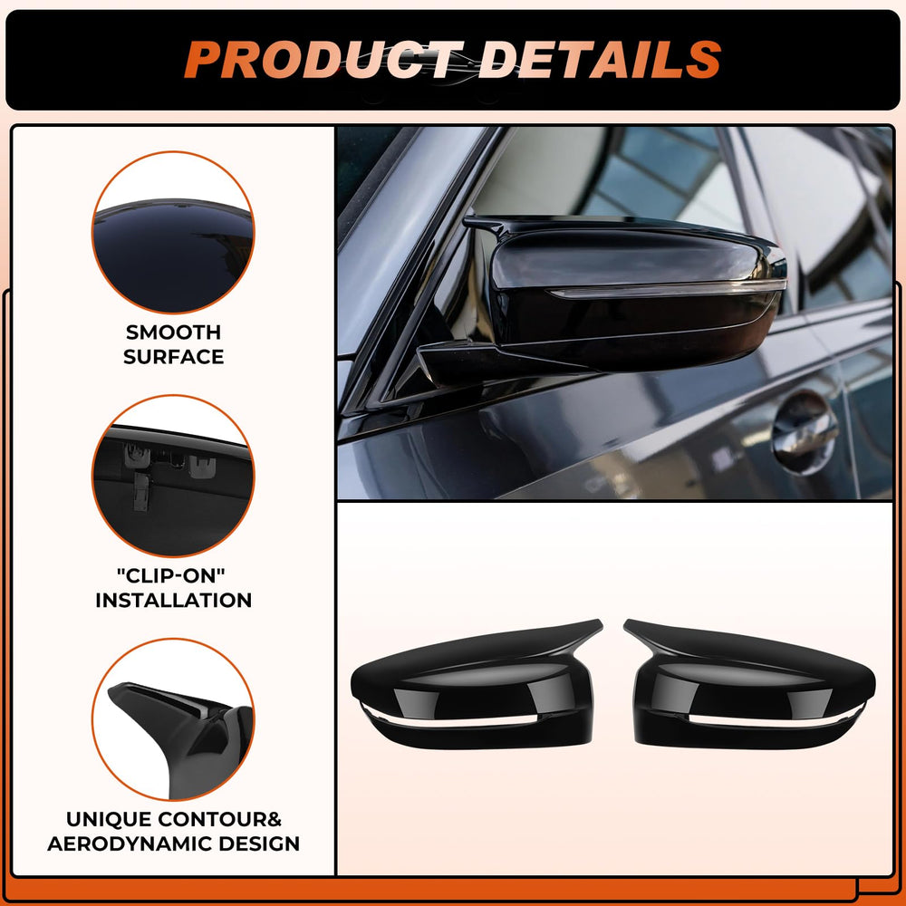 ACLONG glossy black mirror cover side profile left adds premium look and extra shield.