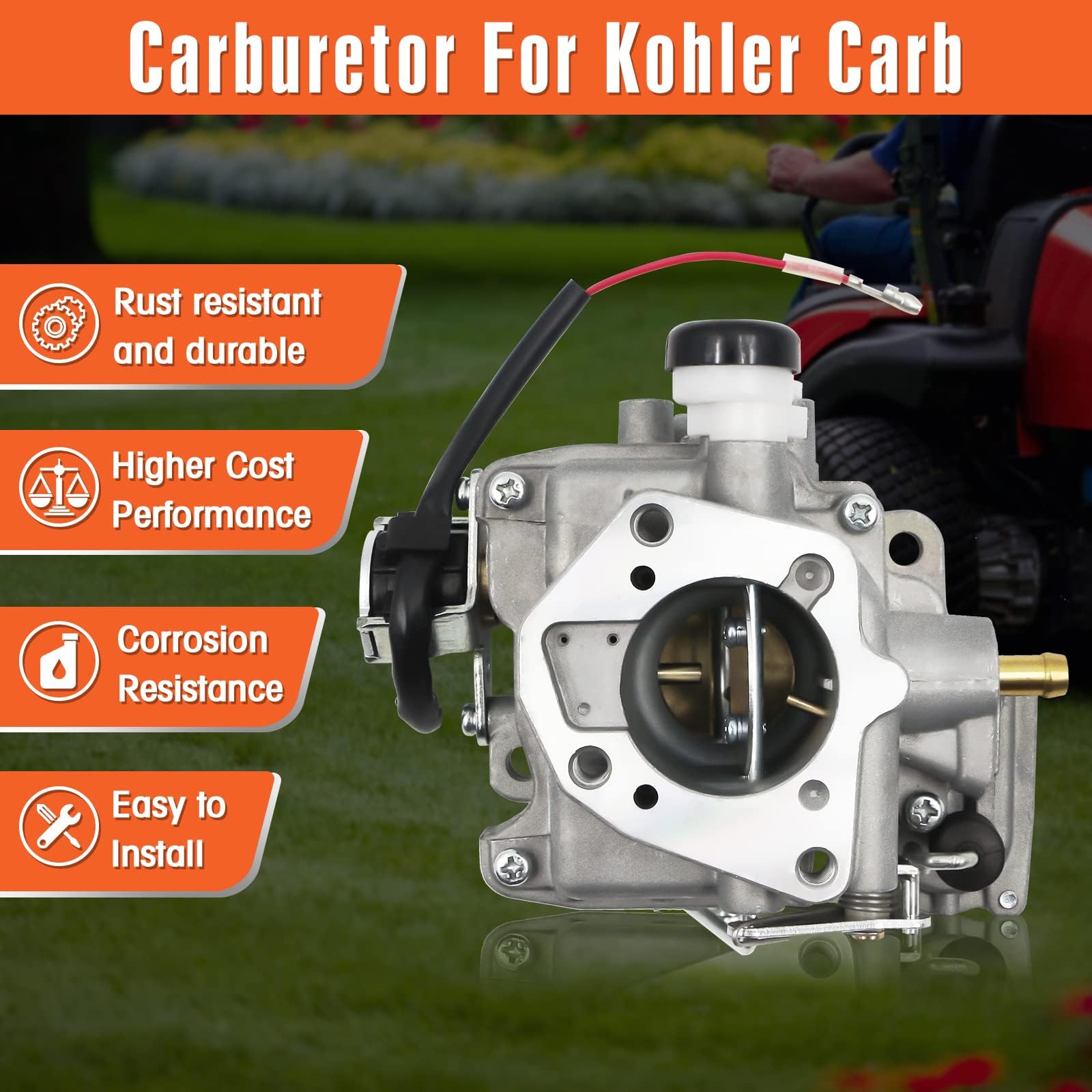ACmango CH740 aluminum alloy carburetor construction resists rust and heat.
