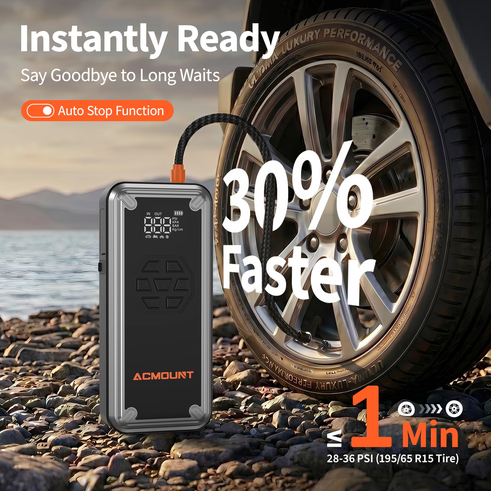 Acmount W160 USB ports powering devices during roadside stops.