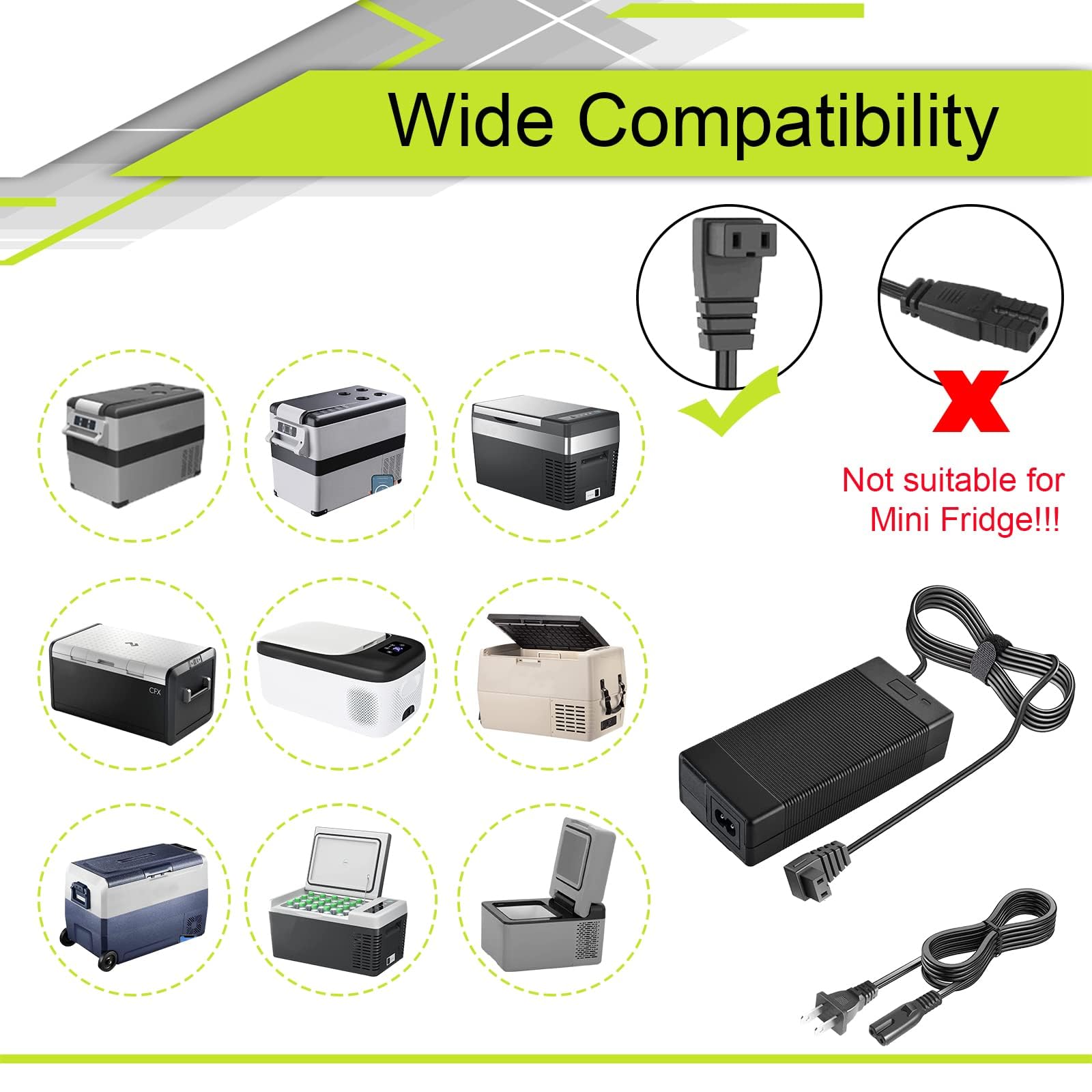 ACOPower 87W output powers compatible car refrigerators reliably.
