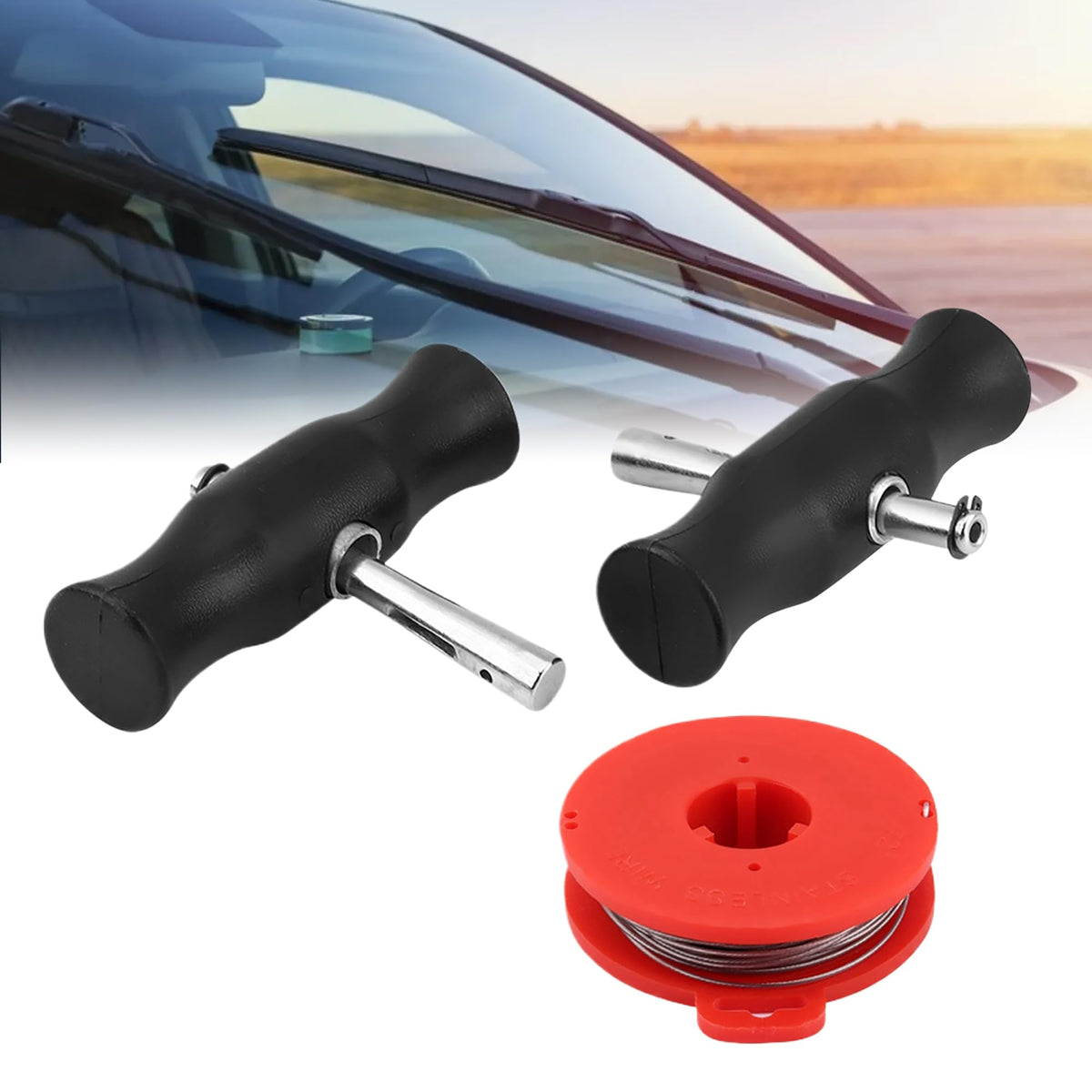 Acouto windshield removal tool handles for ergonomic grip during glass removal