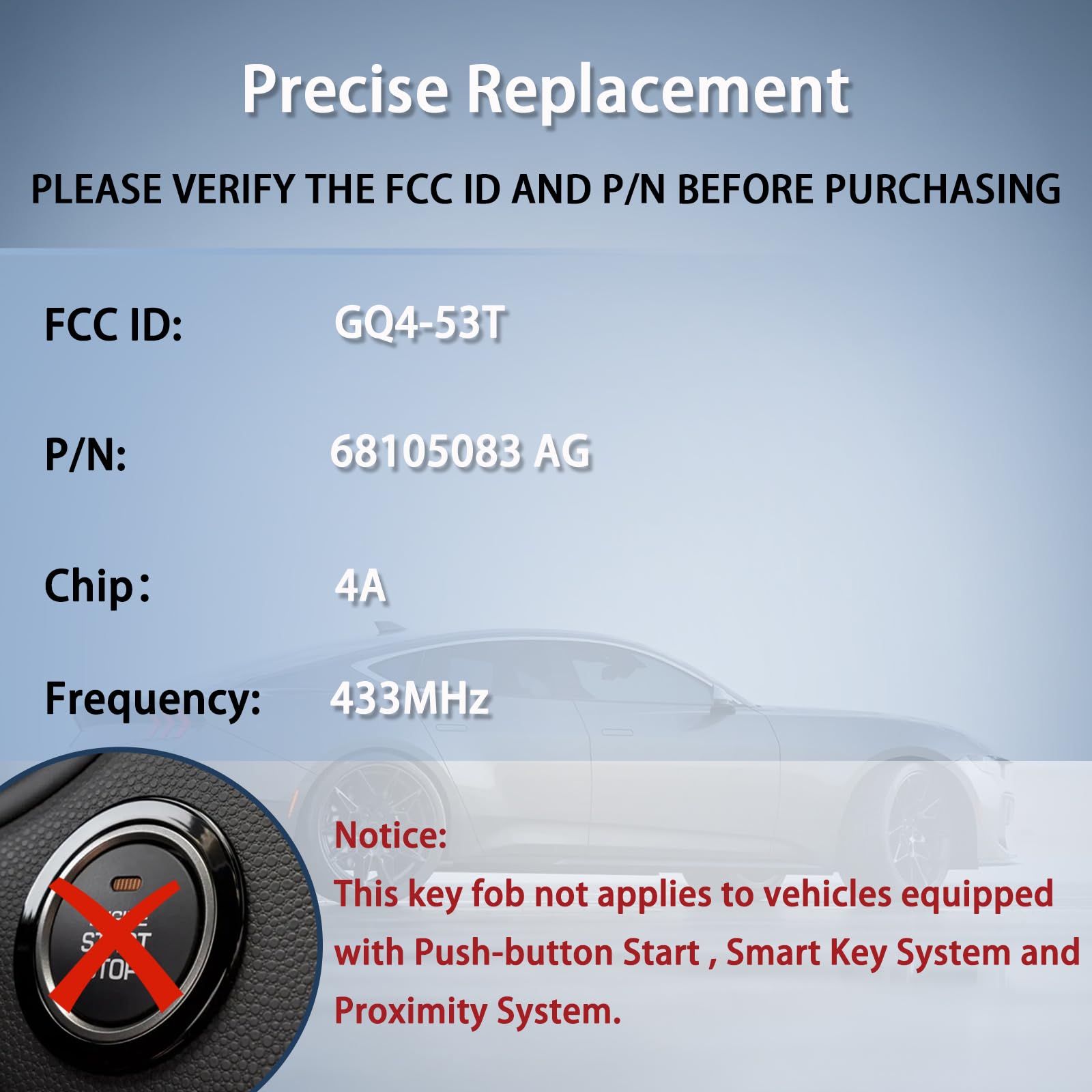 ACSTP 4-button Jeep Cherokee remote fob for quick compatibility