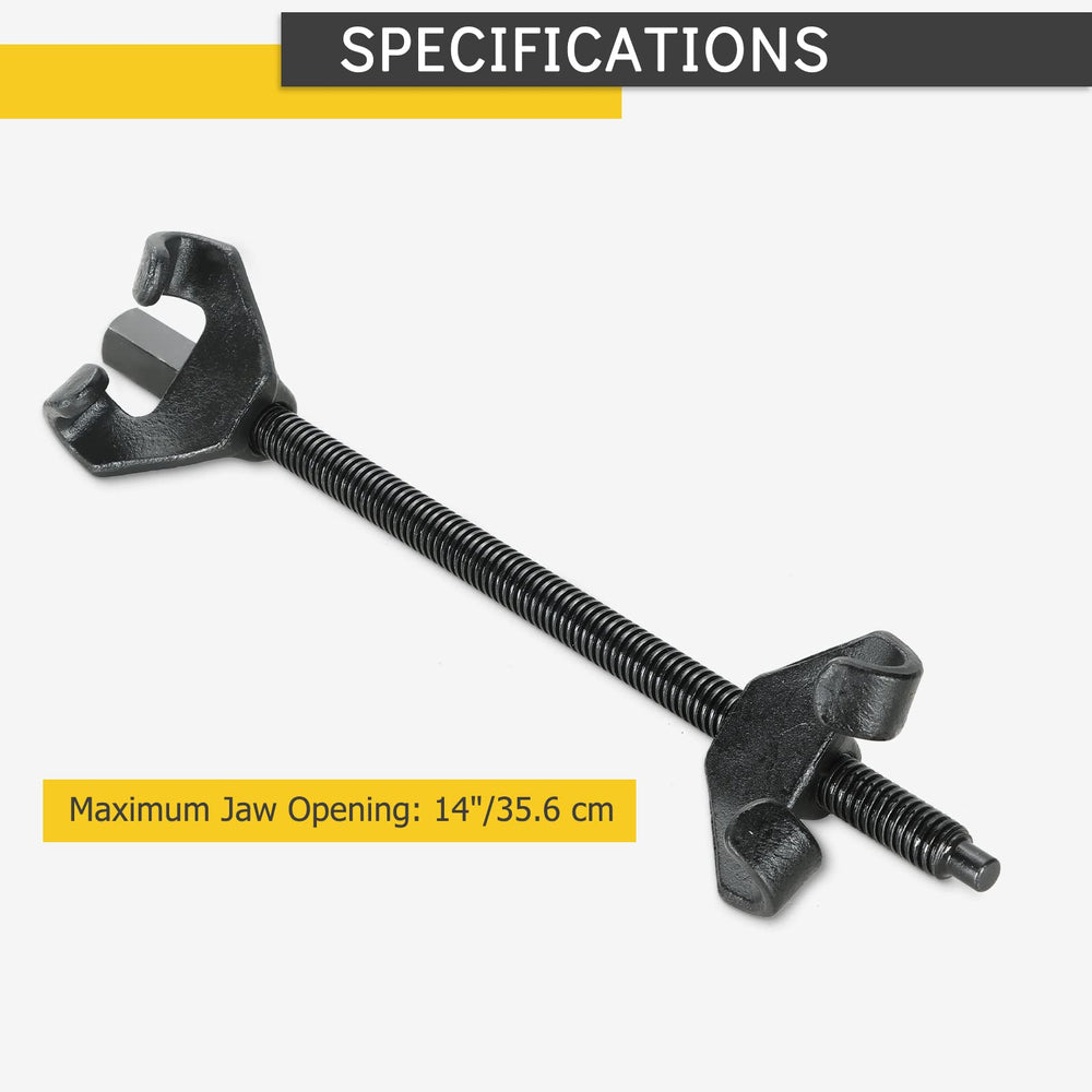 Close-up of Acymner 14-inch compressor jaw and clamp detail for secure grip.