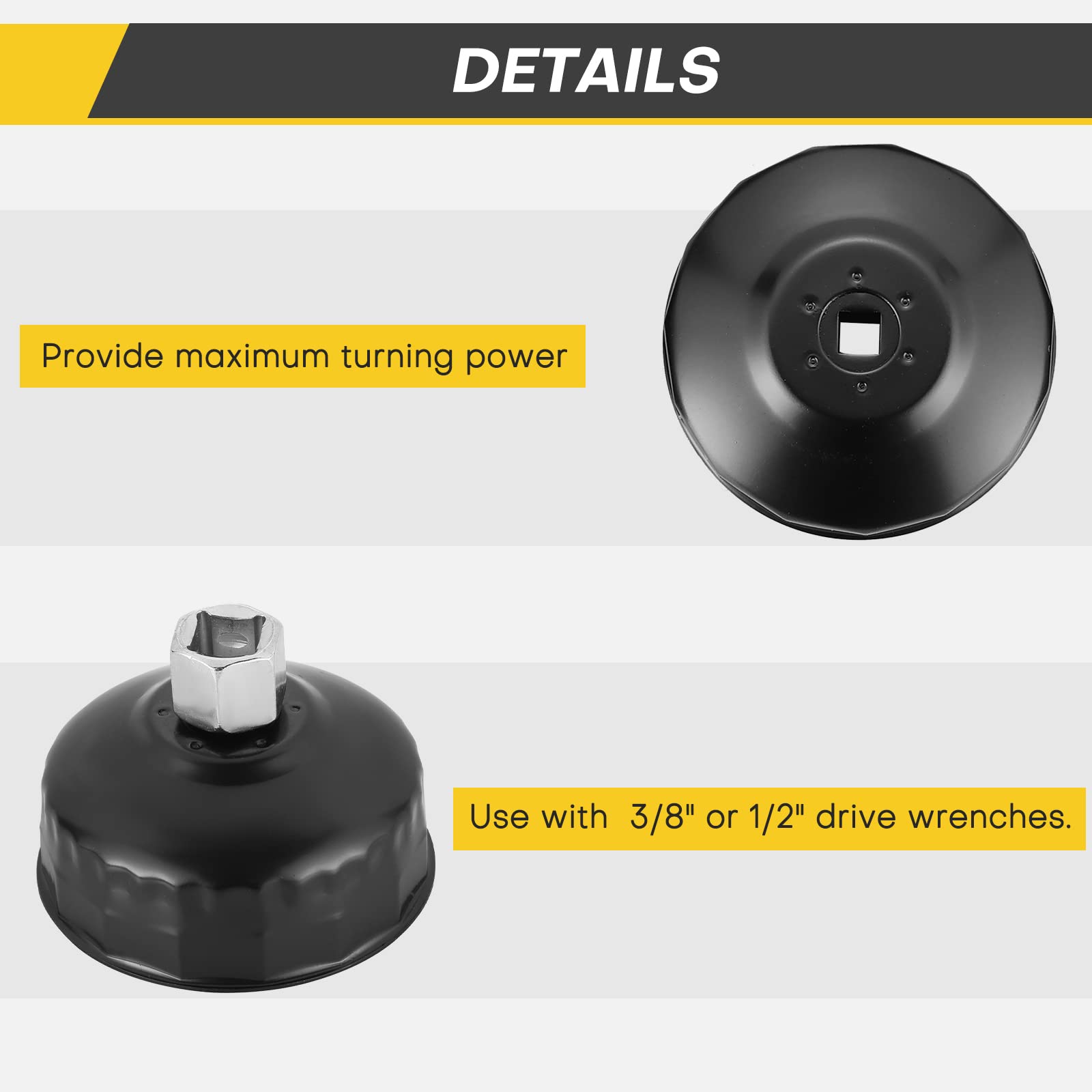 Acymner oil filter wrench featuring a black corrosion-resistant coating