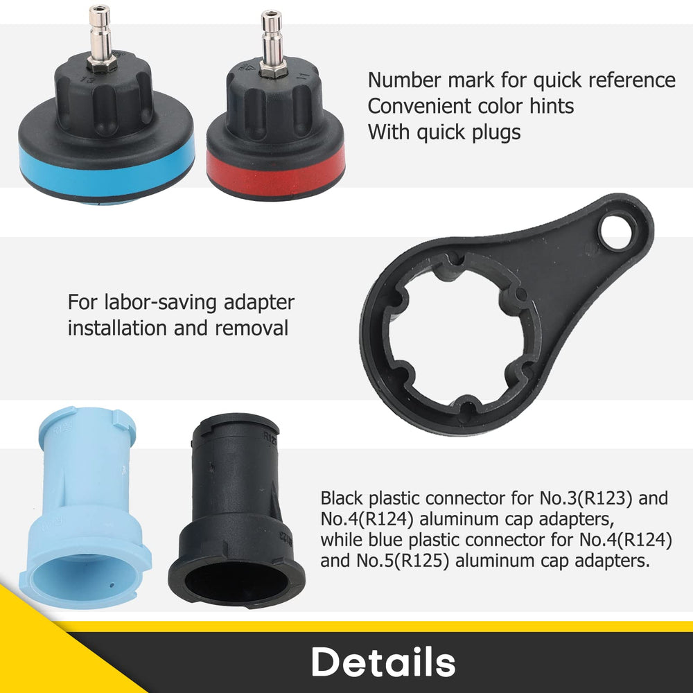 Acymner color-coded adapters simplify model-specific fitting and testing.