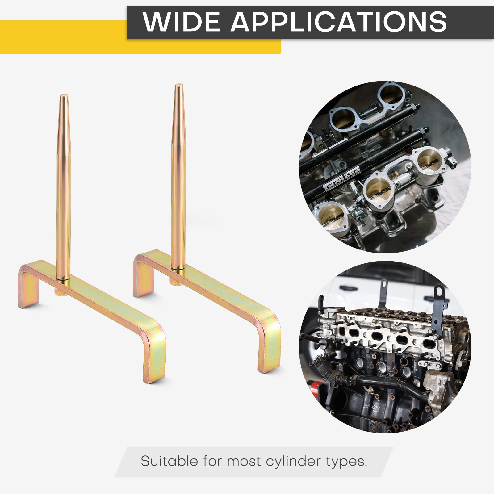 Acymner cylinder head stand 2-pack used in workshop for efficient engine tasks.