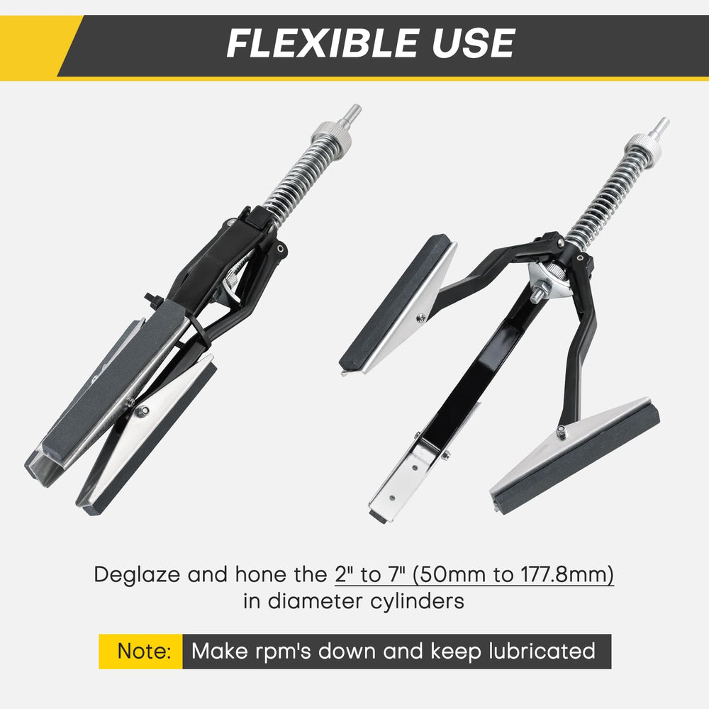 Acymner knurled wheel adjusts spring pressure for controlled honing