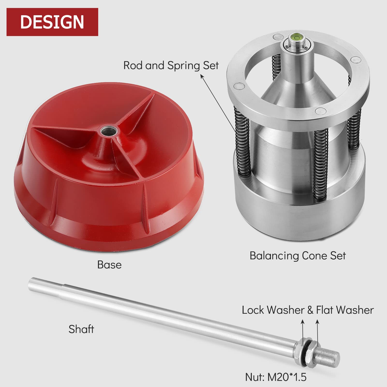 Acymner Hub Tire Balancer with bullseye level ensures precise balancing.