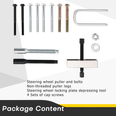 Acymner lock plate remover tool eases access to the steering column.