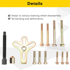 Acymner steering wheel puller assembly ready for safe disassembly