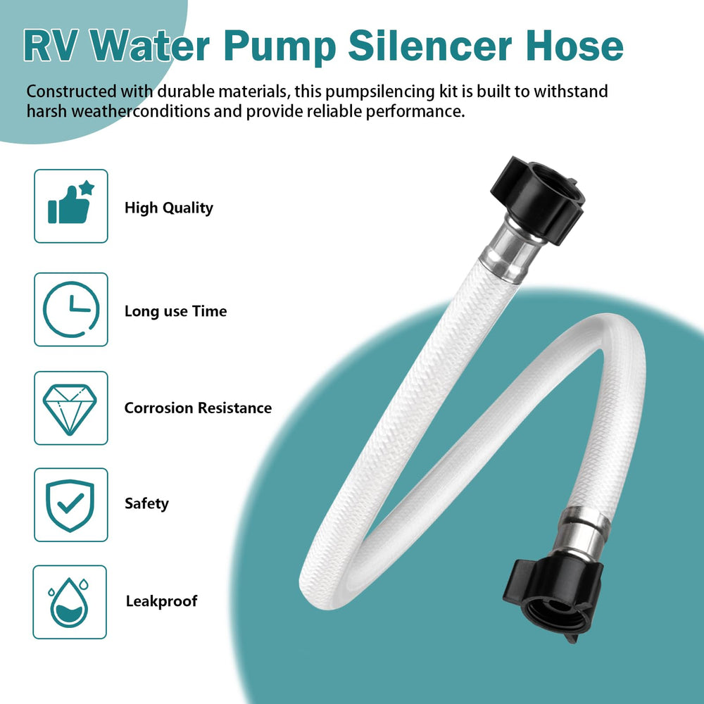 Adabuing weather-tough construction withstands harsh RV conditions and reduces pump noise