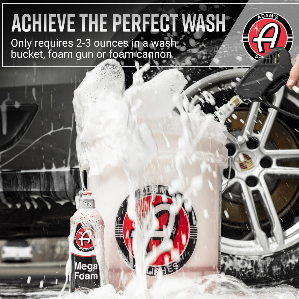 Adam's Mega Foam wax-safe cleaning preserves wax and coatings during the rinse