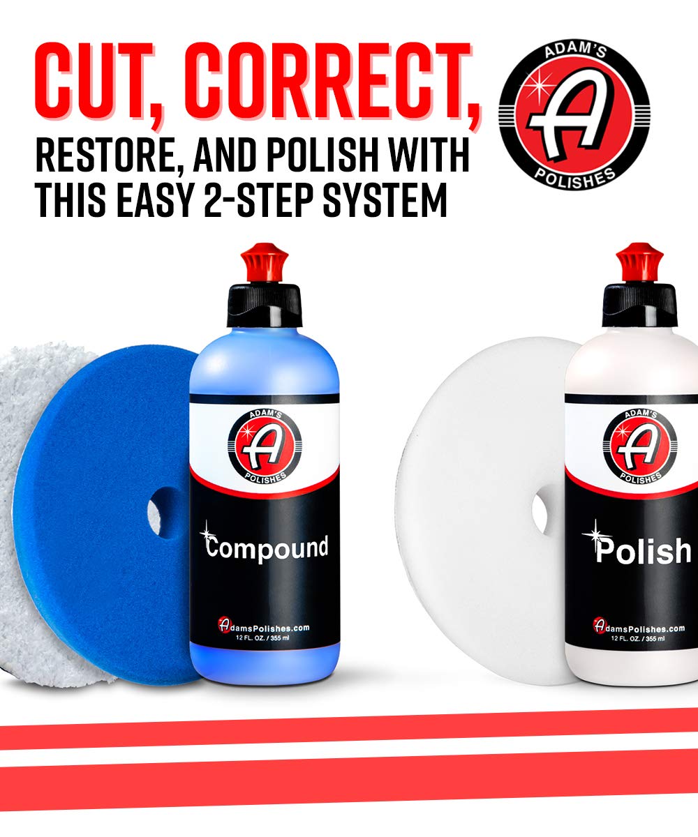 Adam's Polishes 2-Step compound jar shown for defect removal with controlled cutting action.