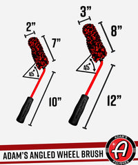 Adam's Polishes angled wheel brush handle close-up shows soft dense fibers and non-slip grip