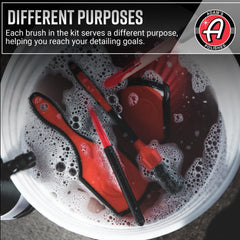 Adam's Polishes barrel brush reaches tight spokes and inner rims.